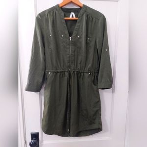 Army Green Dress by Live 4 Truth with Synched Waist and 3/4 Sleeves. Size Medium